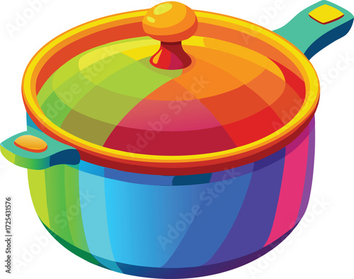Colorful cooking pot with lid and handles on icon isolated on white transparent background vector eps png jpg business people clipping path cutout 2025 2026 4k full hd poster banner label download