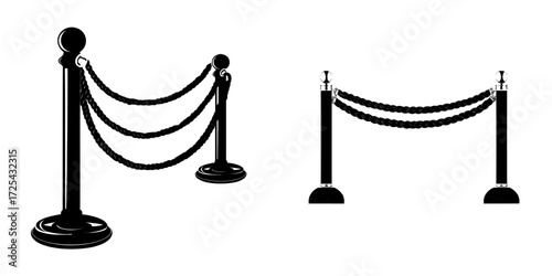 Realistic 3d illustration of a barrier featuring rope and gold poles, typically used for red carpet or vip events, as well as museum or gallery stanchions and night club entrance security fencing,