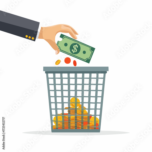 Wasting Money and Financial Loss Concept