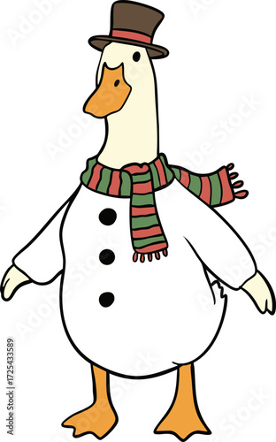 Goose dressed as snowman wearing top hat scarf Costume Winter Christmas