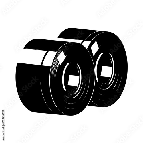 Realistic 3d modern illustration of steel rolls in industrial manufacturing business production within the heavy metallurgical industry, featuring shiny metal stainless iron or aluminum cylinders