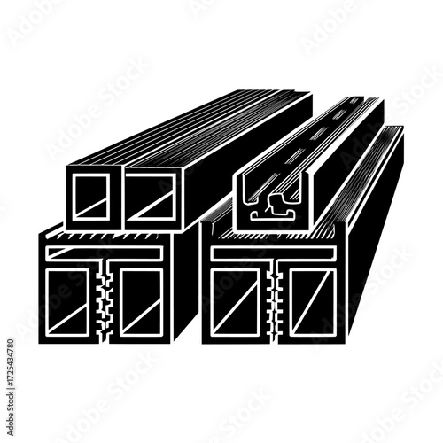 Metal construction beams and steel structure girders, isolated on white background, are part of a modern realistic set of iron joist for building, presented as a 3d illustration of strong i-beams
