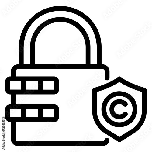 copyright protection Line Icon