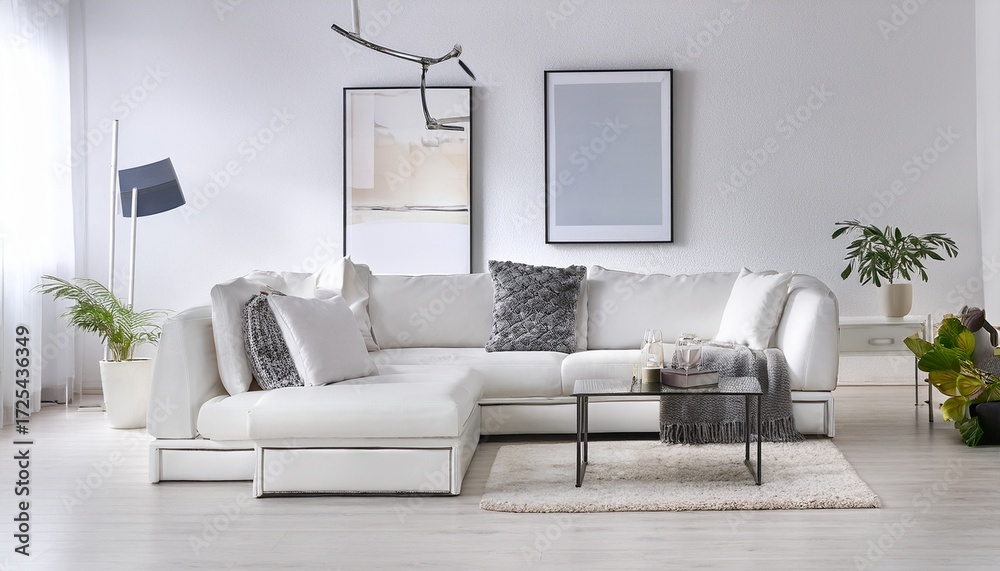 Obraz premium white living room interior design