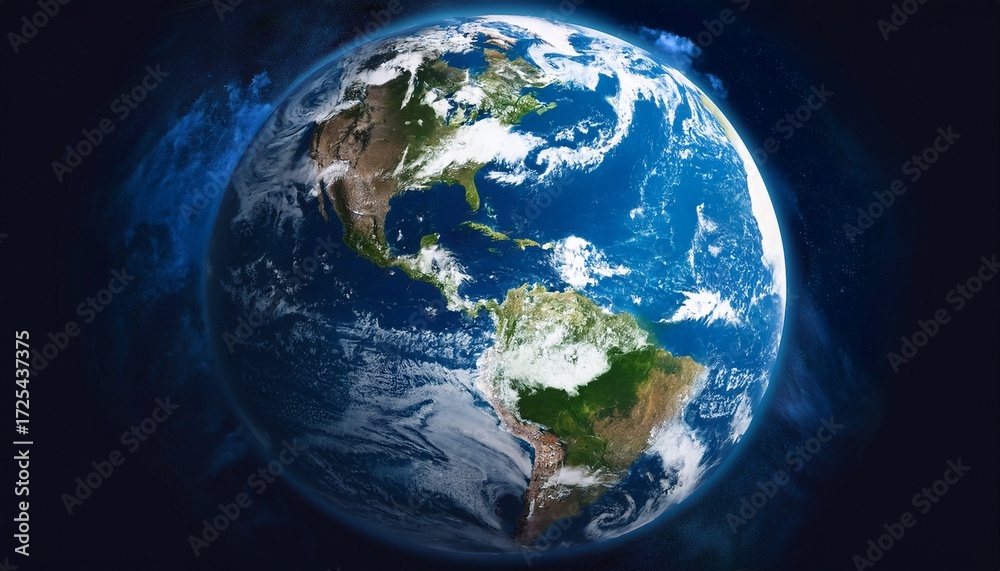 Fototapeta premium dynamic earth viewed from space revealing north and south american continents and swirling clouds