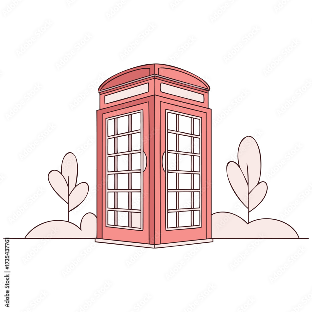 Obraz premium Classic Red Telephone Booth Illustration