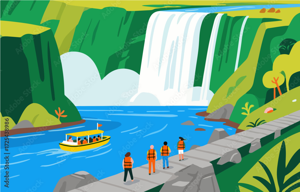 Fototapeta premium Graphic illustration style, landscape image, vector image