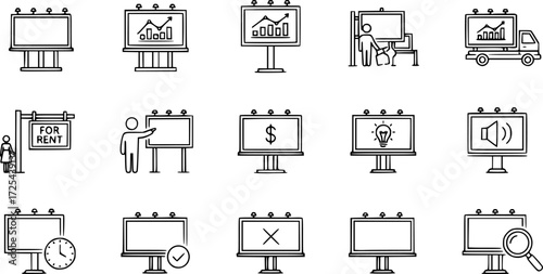 Premium pack of billboard line icons.