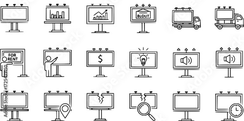 Premium pack of billboard line icons.