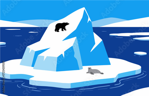Graphic illustration style, landscape image, vector image