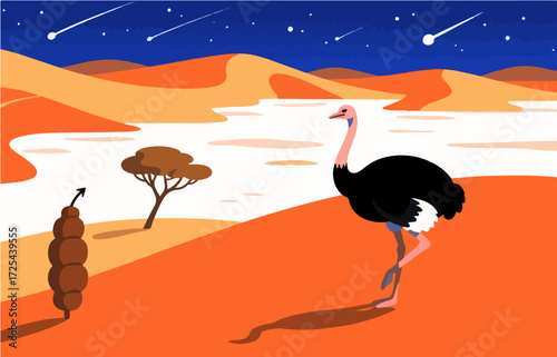 Graphic illustration style, landscape image, vector image