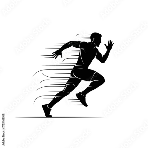 Dynamic runner silhouette in motion, conveying speed and athleticism for fitness campaigns or sports branding, perfect for motivational content creation