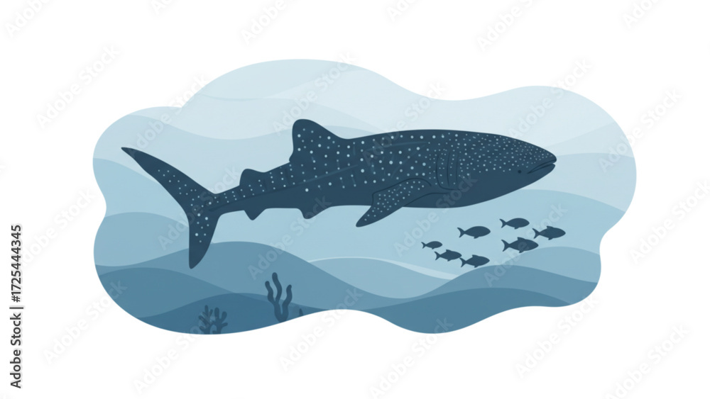 Fototapeta premium Advanced Exploration of Whale Shark Ocean Ecosystem with Fish Interactions