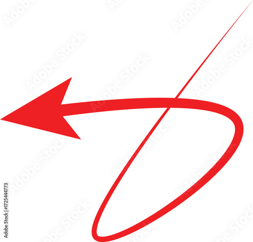 Red Left Curved Arrow Loop Vector Design Illustration