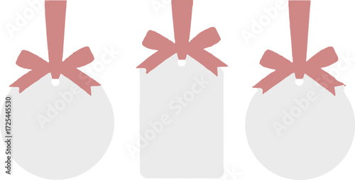 Blank gift tags with red ribbon for christmas sale promotion