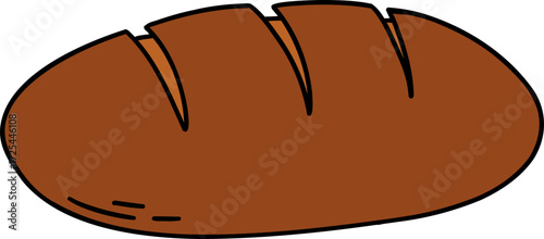 Brown loaf of bread with four diagonal cuts