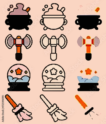 set of cartoon food icons