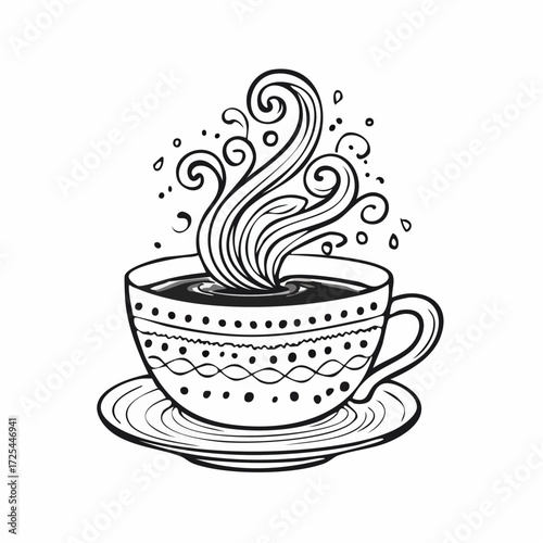Whimsical Coffee Cup Illustration A Cozy Hand-Drawn Design