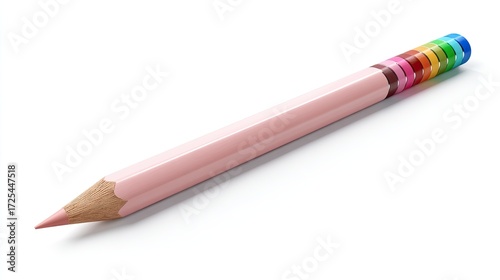Colorful Rainbow Pencil on White Background Perfect for Art, Creativity, and Design Projects