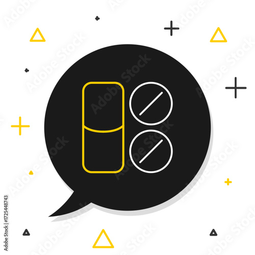 Line Toothache painkiller tablet icon isolated on white background. Tooth care medicine. Capsule pill and drug. Pharmacy design. Colorful outline concept. Vector