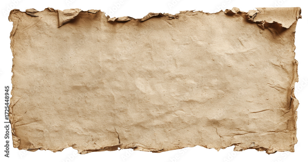 Fototapeta premium Aged Parchment: Textured Paper with Torn Edges on Black Backdrop
