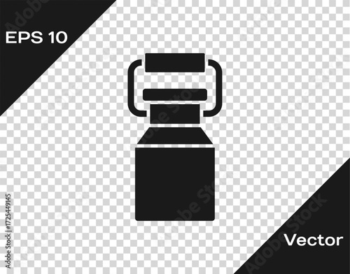 Black Can container for milk icon isolated on transparent background. Vector