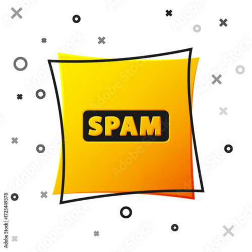 Black Spam icon isolated on white background. Yellow square button. Vector