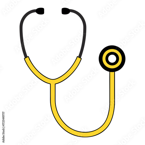 Yellow and black stethoscope on black background medical