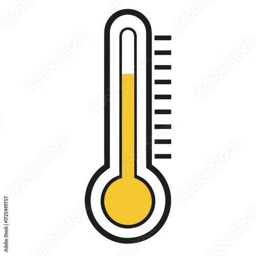 Yellow Thermometer Icon Isolated on Black Background Keywords: thermometer, temperature