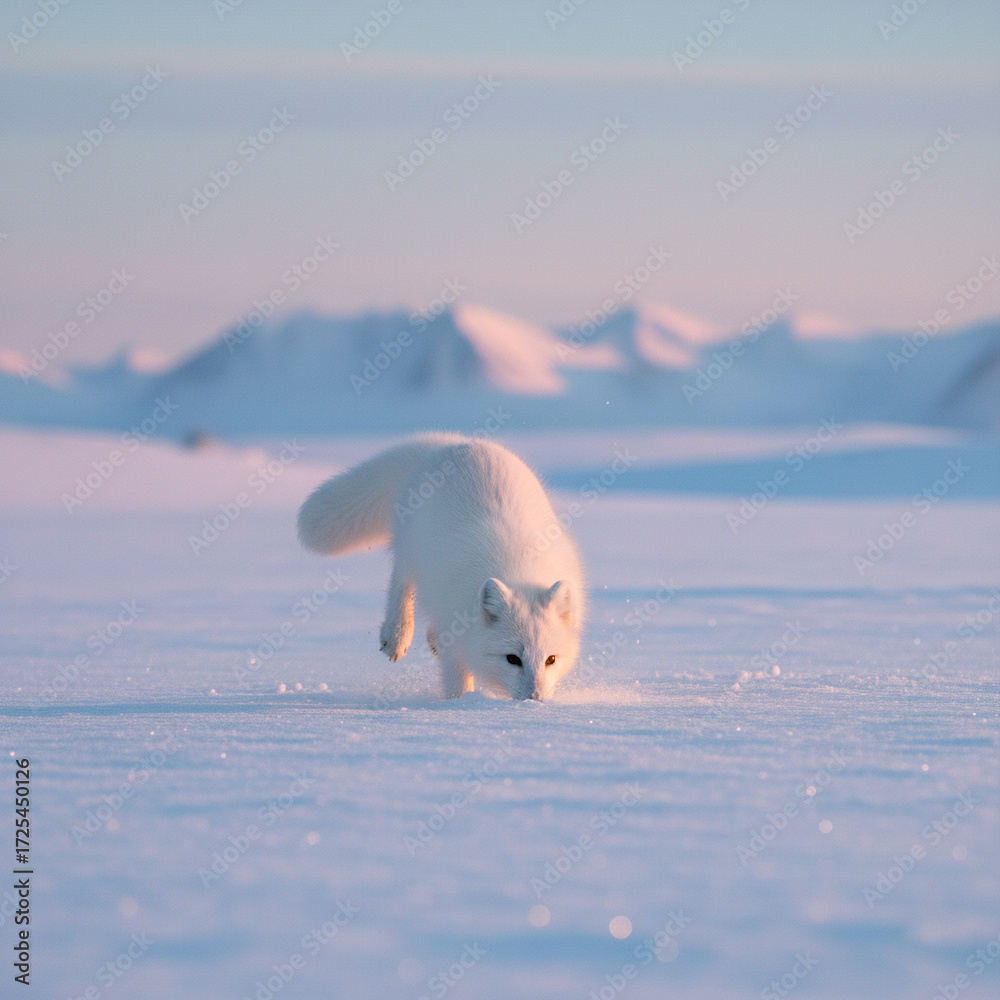 Naklejka premium arctic fox glacier