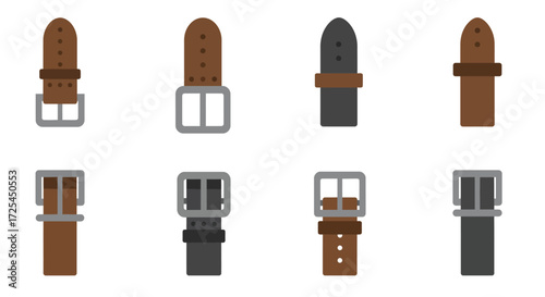 A collection of assorted leather belts with different buckles displayed