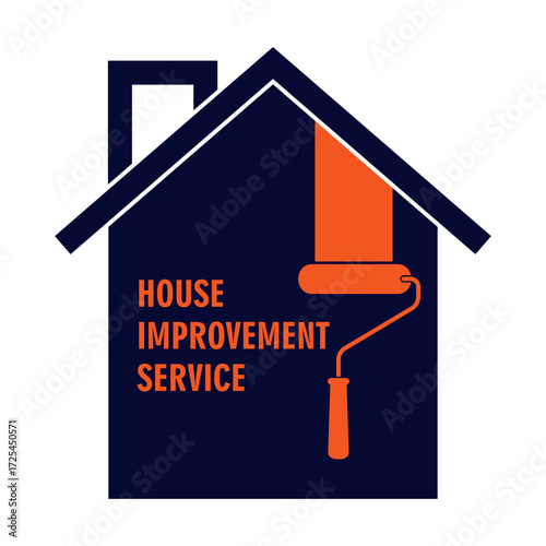 House improvement or renovation service and retail business logo with roller paint element. 