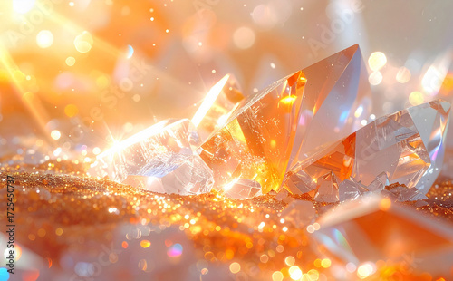 綺麗なクリスタルの背景テクスチャ　　オレンジ