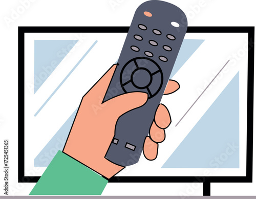 Remote Control and TV Illustration – Watching Television and Entertainment Concept