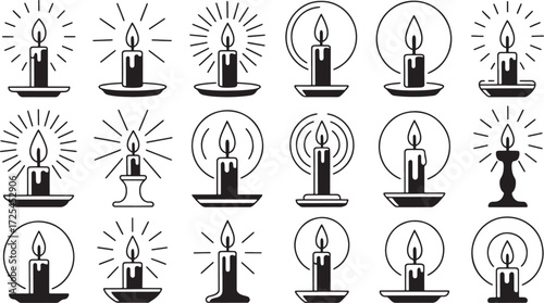 Candle Silhouette Vector Set — Religious, Commemorative & Party Icons