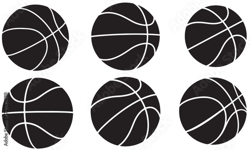 Silhouettes of Multiple Basketball Balls