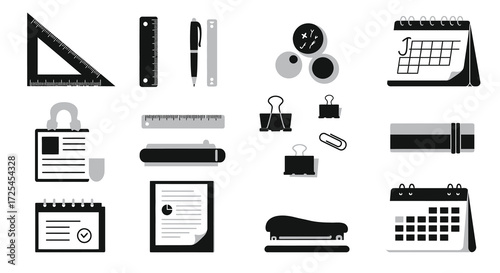 Stationery collection with writing tools office supplies and organizational items