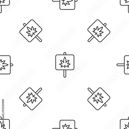 Grey line Medical marijuana or cannabis leaf icon isolated seamless pattern on white background. Hemp symbol. Vector