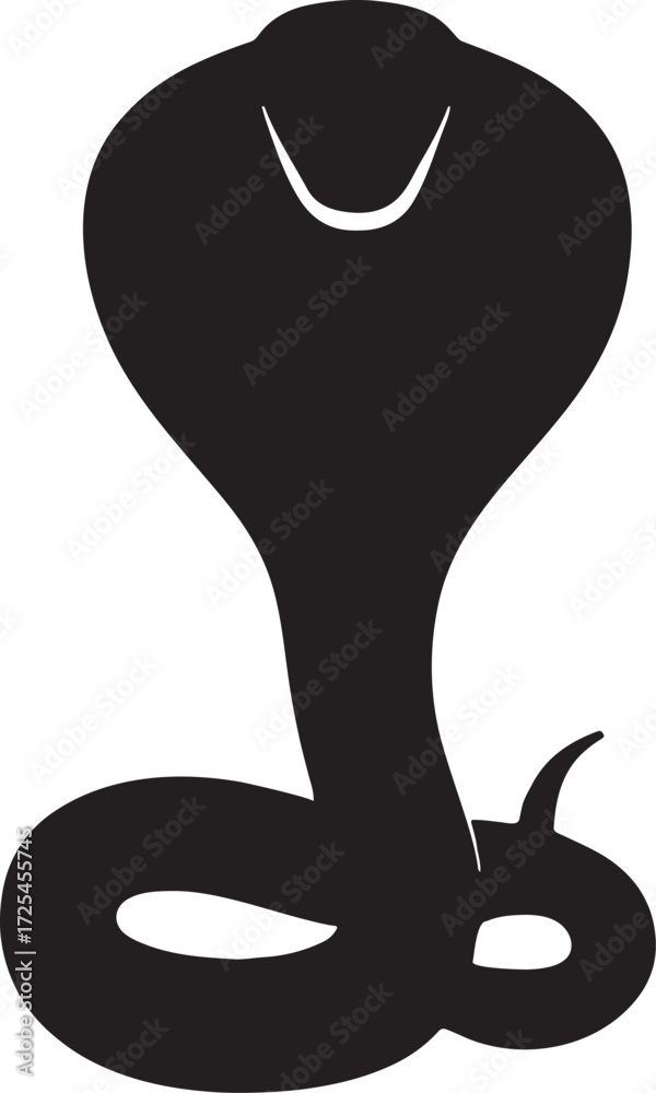 Obraz premium Silhouette vector of cobra with hood spread, venomous snake wildlife danger design.