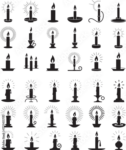 Candle Silhouette Vector Set — Religious, Commemorative & Party Icons