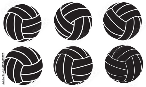 Silhouettes of Multiple Volleyball Balls Icon Sports Equipment Vector