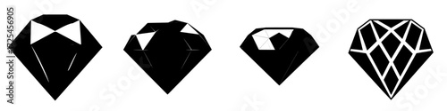 The diamond icon is a stunning black outline of a brilliant-cut diamond set against a clean backdrop, ideal for symbolizing luxury and prestige