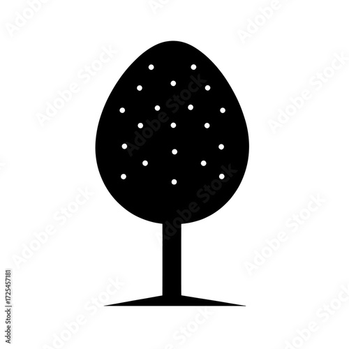 A minimalist illustration of a stylized tree, with its circular crown and slender trunk, is perfectly suited to represent themes of growth, nature, or the environment in black and white
