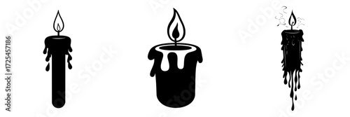 A simple yet elegant illustration of a single lit candle sitting on a holder is depicted, with the design being clean, minimalist, and versatile, perfect for various applications