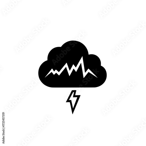 The image known as Stormy Silhouette presents a dark, stormy cloud with lightning bolts, using a minimalist approach to convey the intense power of natural forces