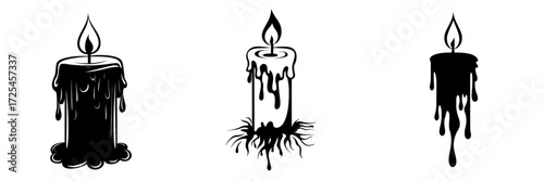 Candlelight Glow’ embodies a serene black silhouette of a candle within a holder, exuding peacefulness, tranquility, and warmth to create a sense of calm in any design