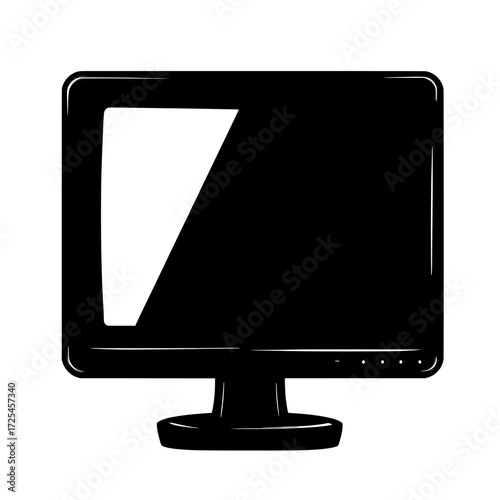 A modern illustration of a computer monitor in minimalist black and white style, the Simple Computer Icon is ideal for use in website, app, or presentation design