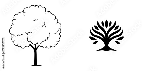A minimalist black silhouette of a tree stands against a plain background, symbolizing growth, nature, and simplicity, embodying the concept of a simple tree