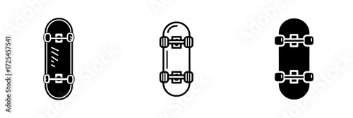 A simple yet powerful silhouette of a skateboard serves as the Skateboard Icon, embodying the essence of skateboarding culture, and is well-suited for logos and web designs