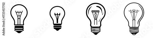The Simple Light Bulb Icon is a minimalist illustration in black and white, symbolizing ideas, innovation, and inspiration, ideal for use on websites, in presentations, and for branding purposes